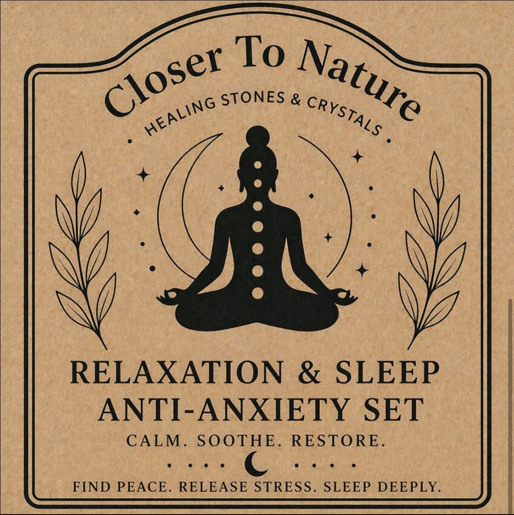 Relaxation & Sleep Anti-Anxiety Intention Crystal Gift Set | Natural Crystal Healing Box with Bracelet & Necklace