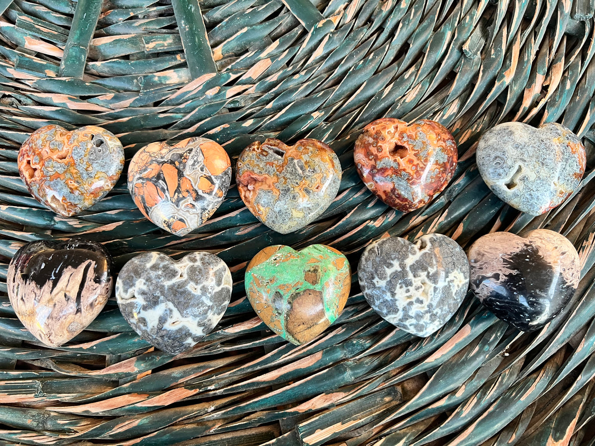 Natural Agate, Jasper & Opal Heart Collection