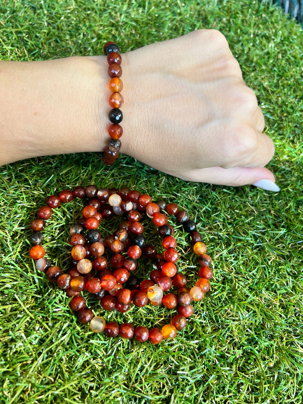 Natural Faceted Carnelian Bracelet | 8mm Genuine Gemstone Beads | Motivation, Confidence & Vitality