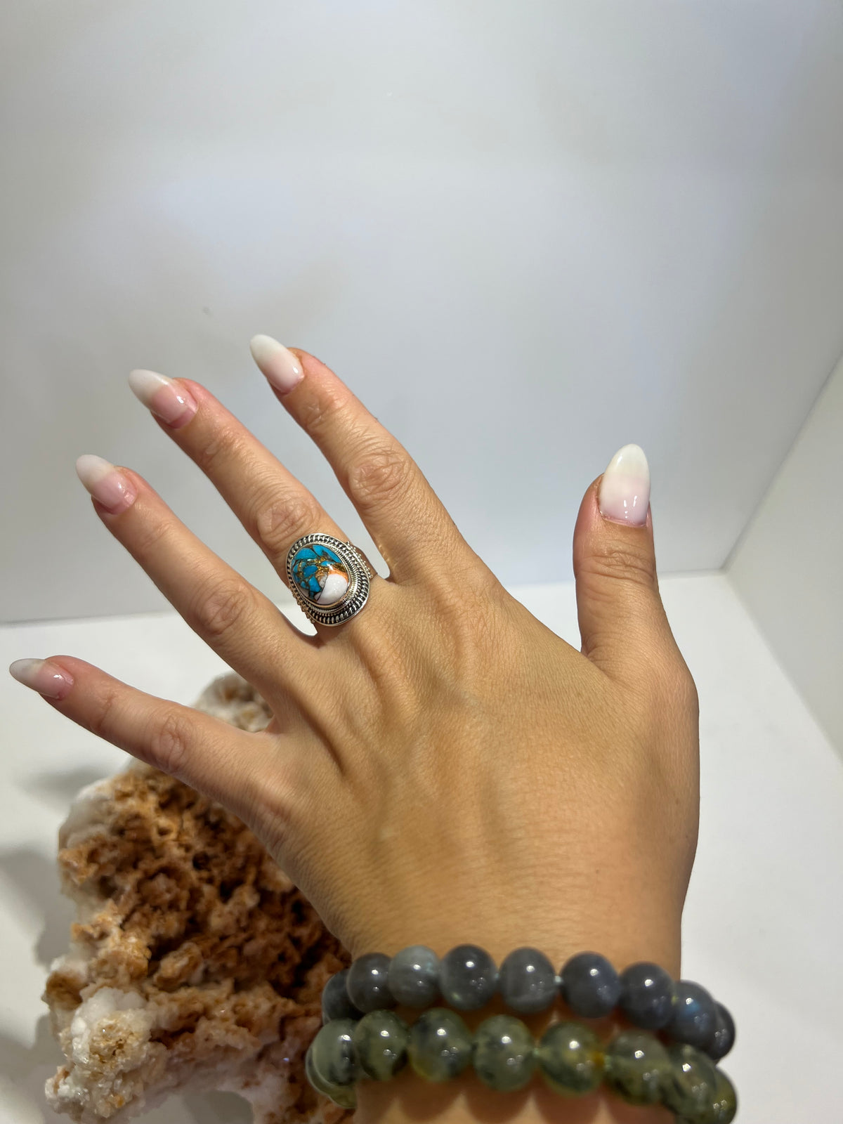 Nishapur Turquoise Protection Ring in 925 Italian Sterling Silver