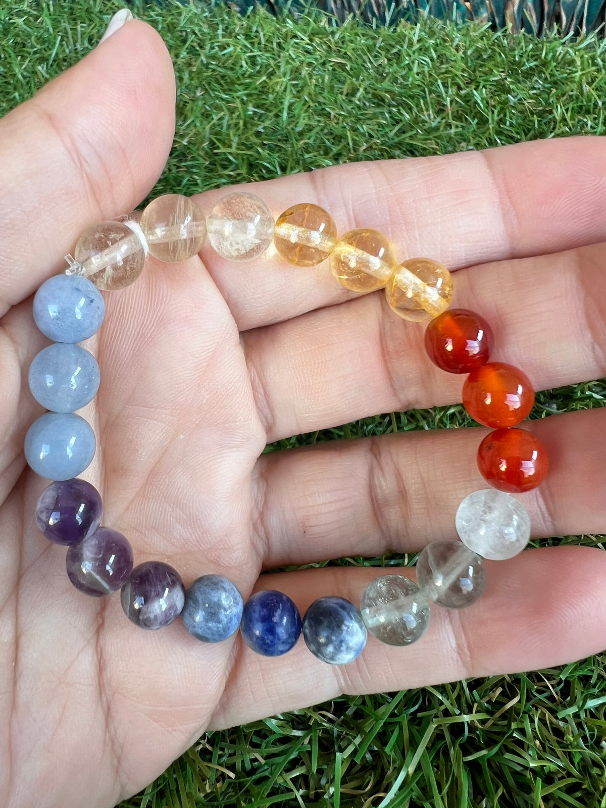 Natural Seven Chakra Gemstone Bracelet – Balance, Energy & Alignment | 8mm