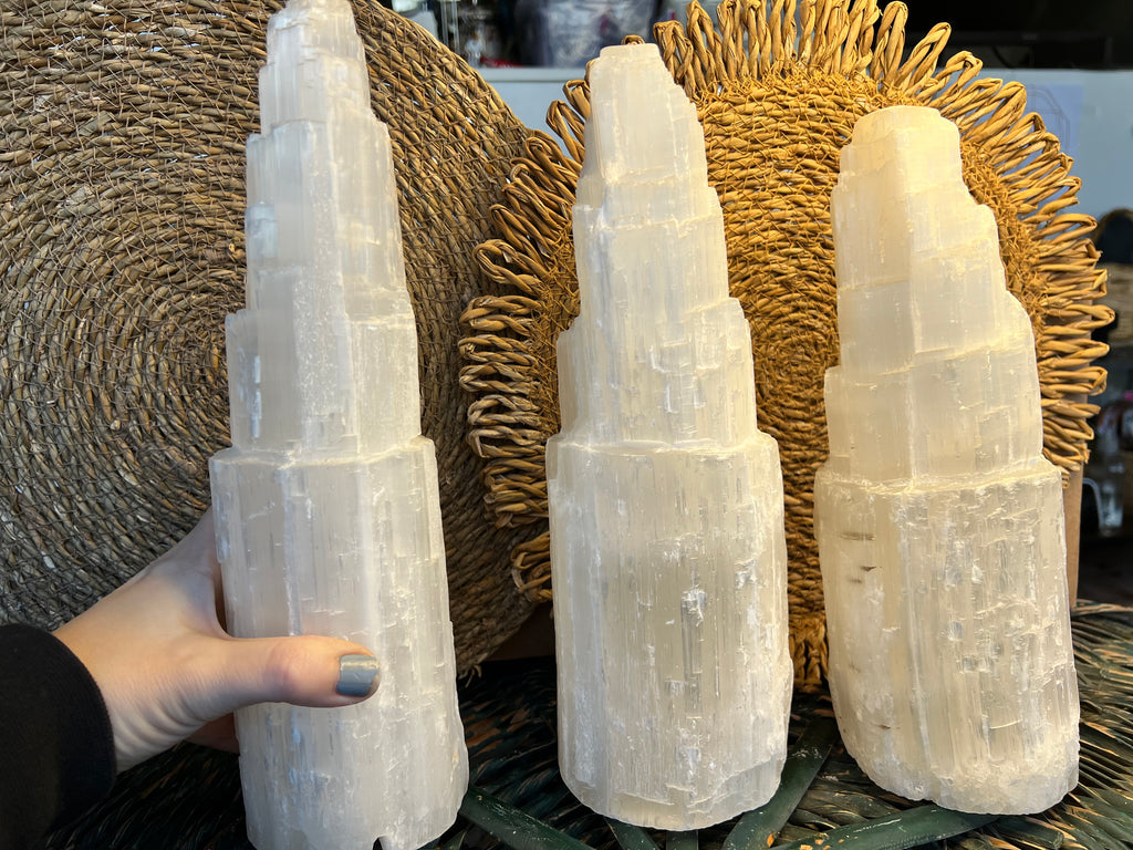 Natural Selenite Tower Lamp – Cleansing & Peace ~ 3 KG