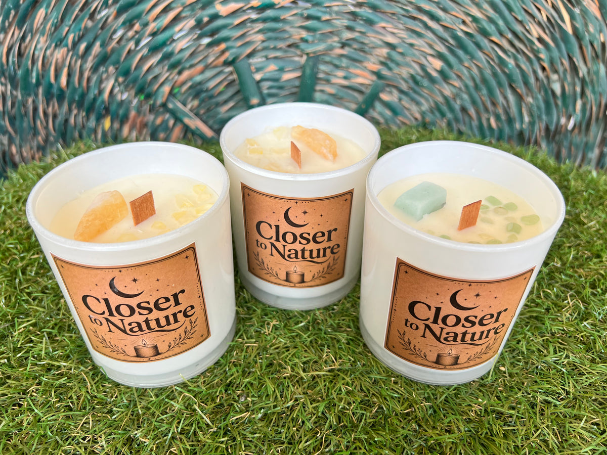 Handmade Natural Soy Crystal Candle with Wooden Wick | Genuine Crystal Scented Candle