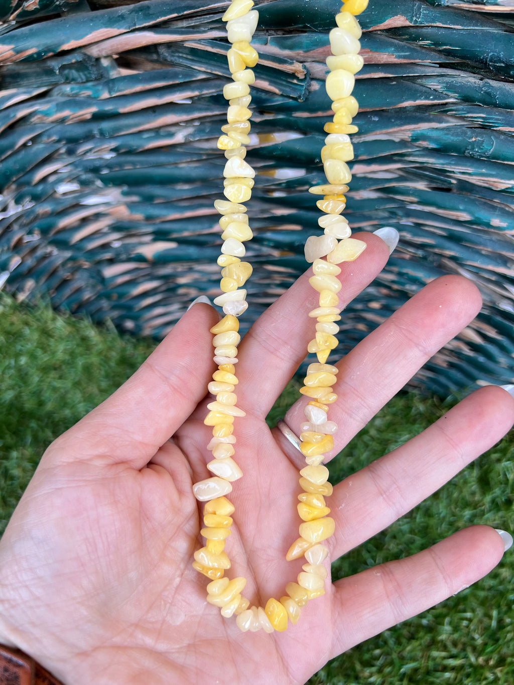 Natural Yellow Aventurine Chip Necklace | Genuine Irregular Gemstone Chips | Confidence, Joy & Prosperity