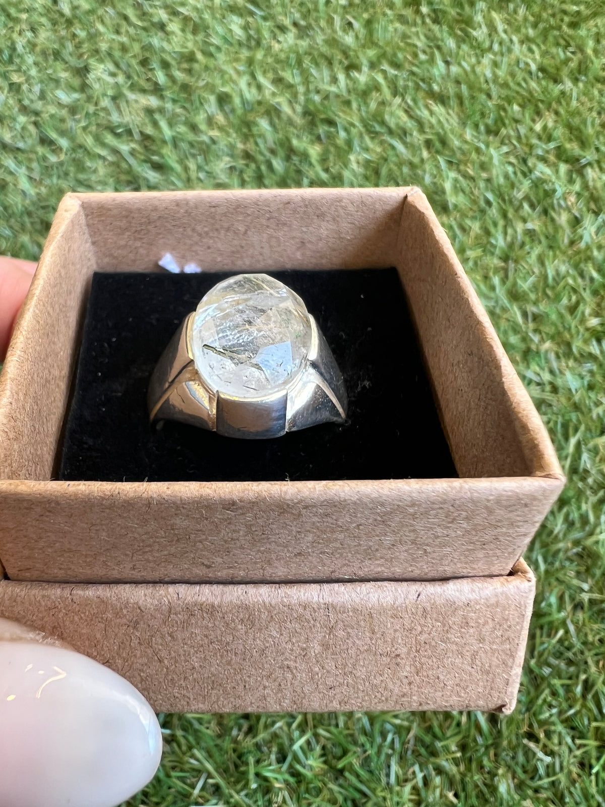 Genuine Natural Rutilated Quartz Ring in 925 Italian Sterling Silver