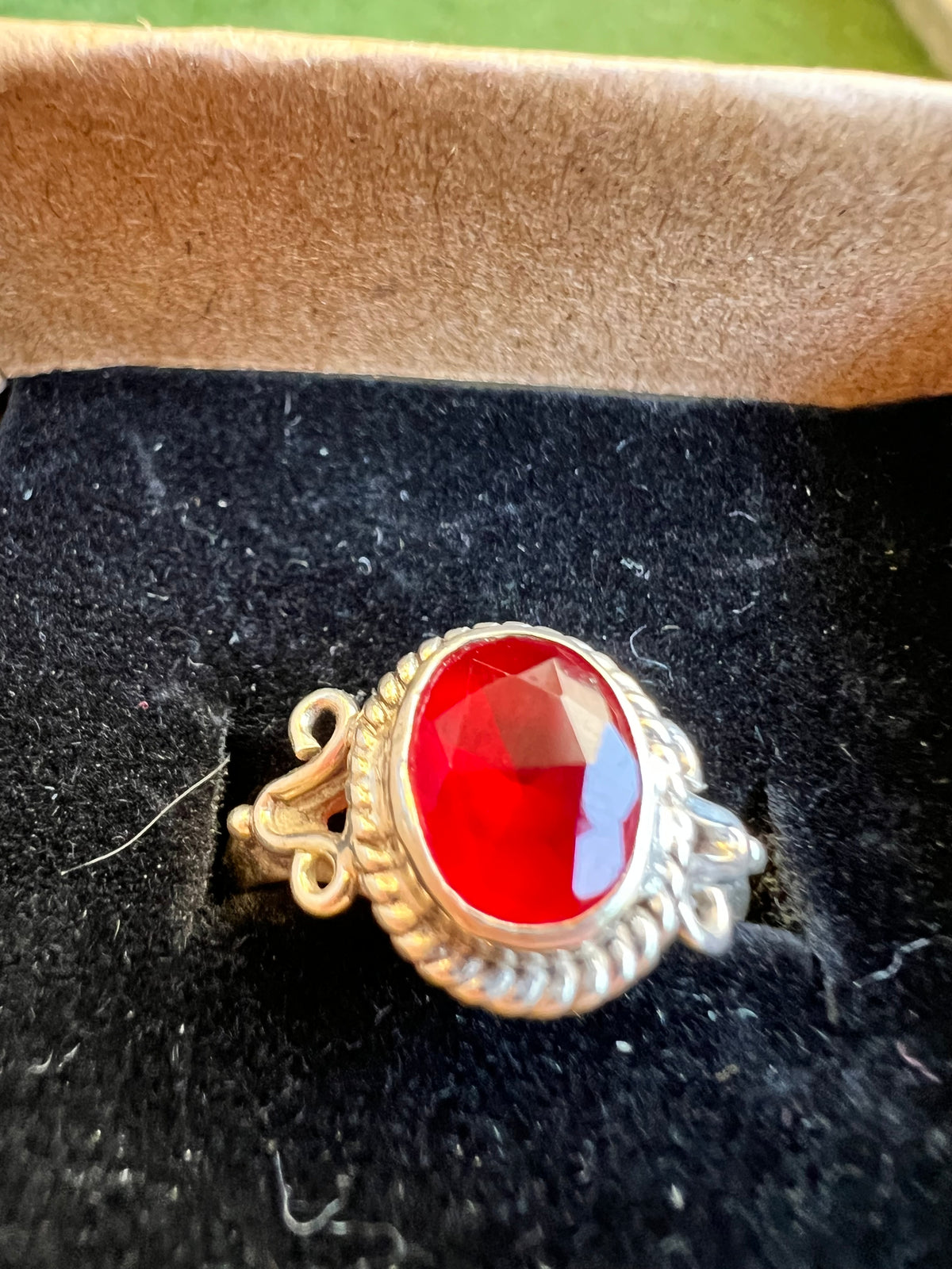 Genuine Red Quartz Ring in 925 Italian Sterling Silver