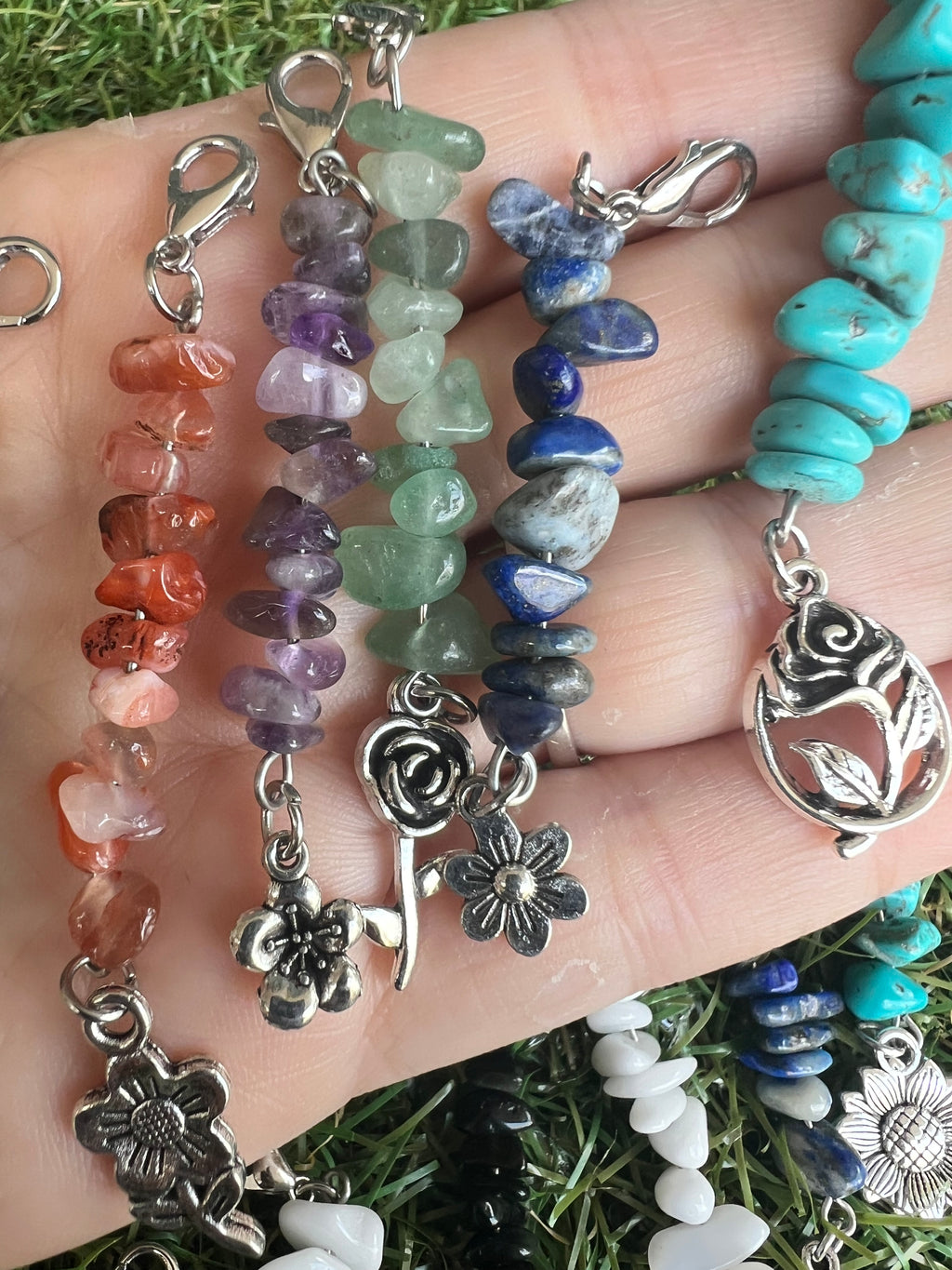 Natural Crystal Chip Phone Charm & Keychain – Genuine Gemstone Bag Charm