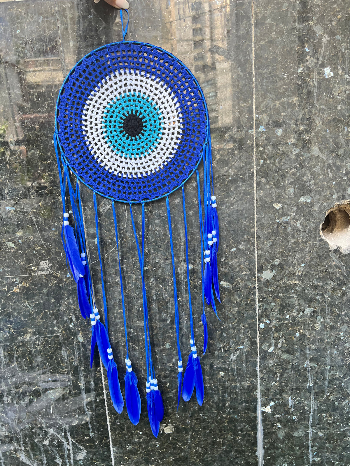 Large Evil Eye Dream Catcher – Protection, Peace & Positive Energy | Blue