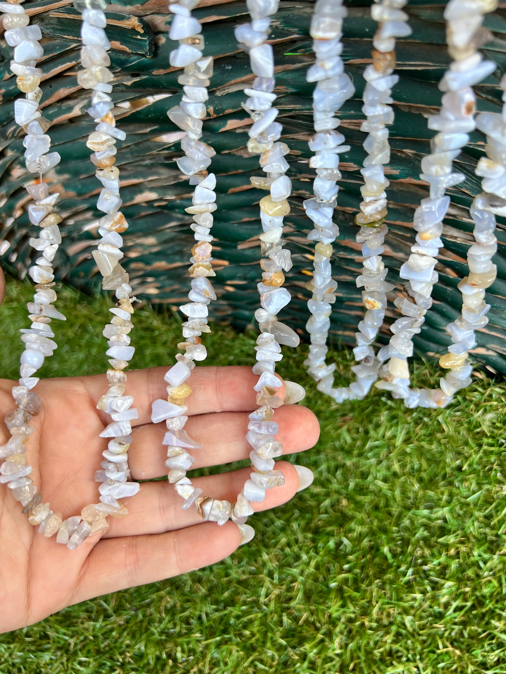 Natural Blue Lace Agate Chip Necklace | Genuine Irregular Gemstone Chips | Peace, Communication & Emotional Harmony