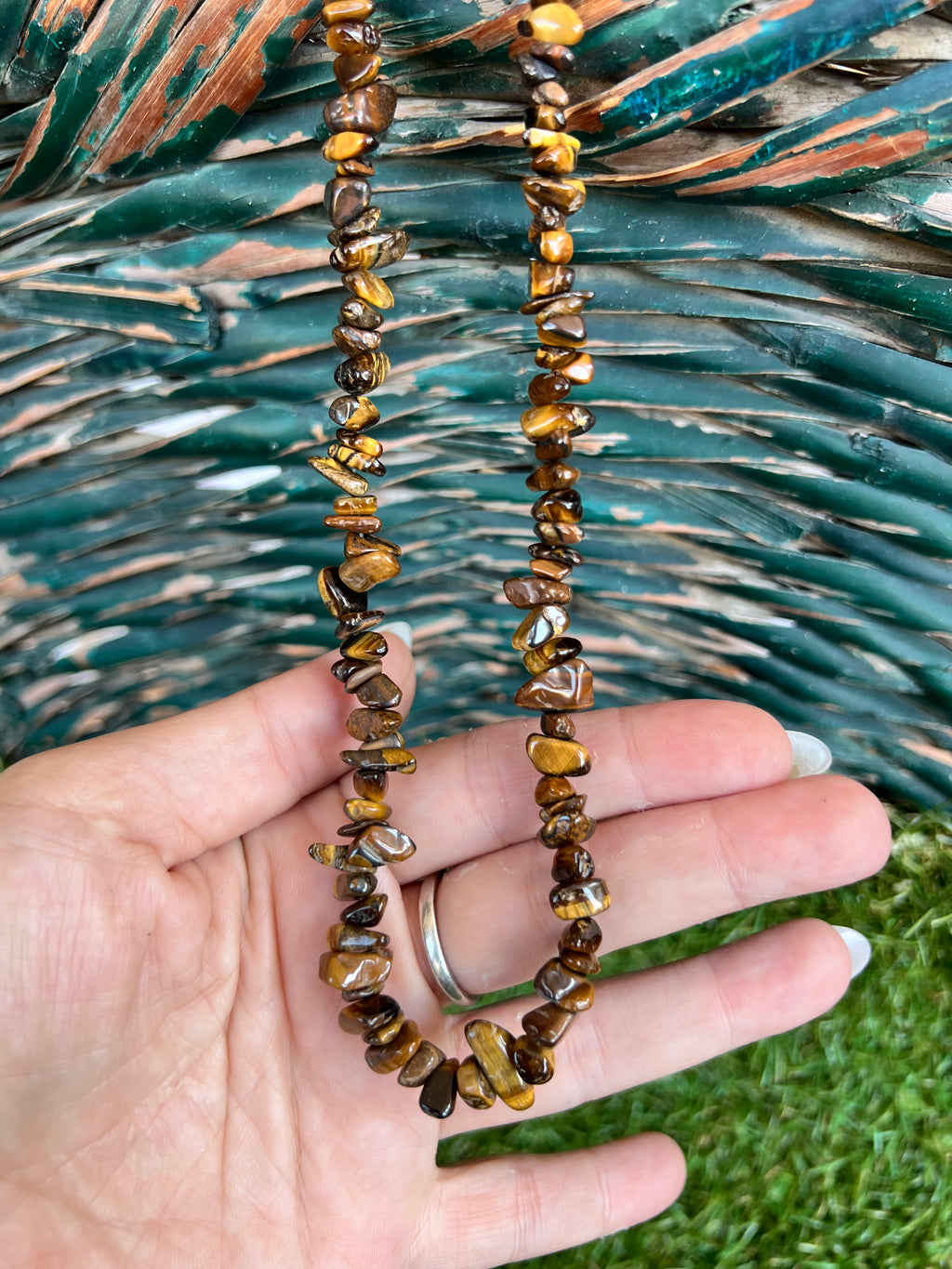 Natural Tiger’s Eye Chip Necklace | Genuine Irregular Gemstone Chips | Protection, Confidence & Courage