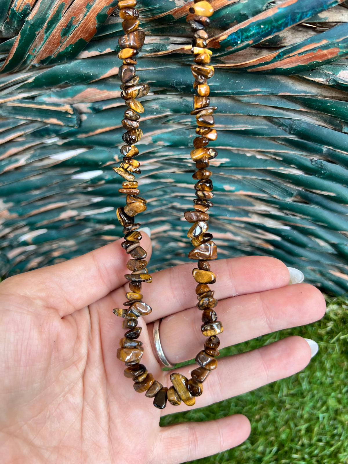 Natural Tiger’s Eye Chip Necklace | Genuine Irregular Gemstone Chips | Protection, Confidence & Courage