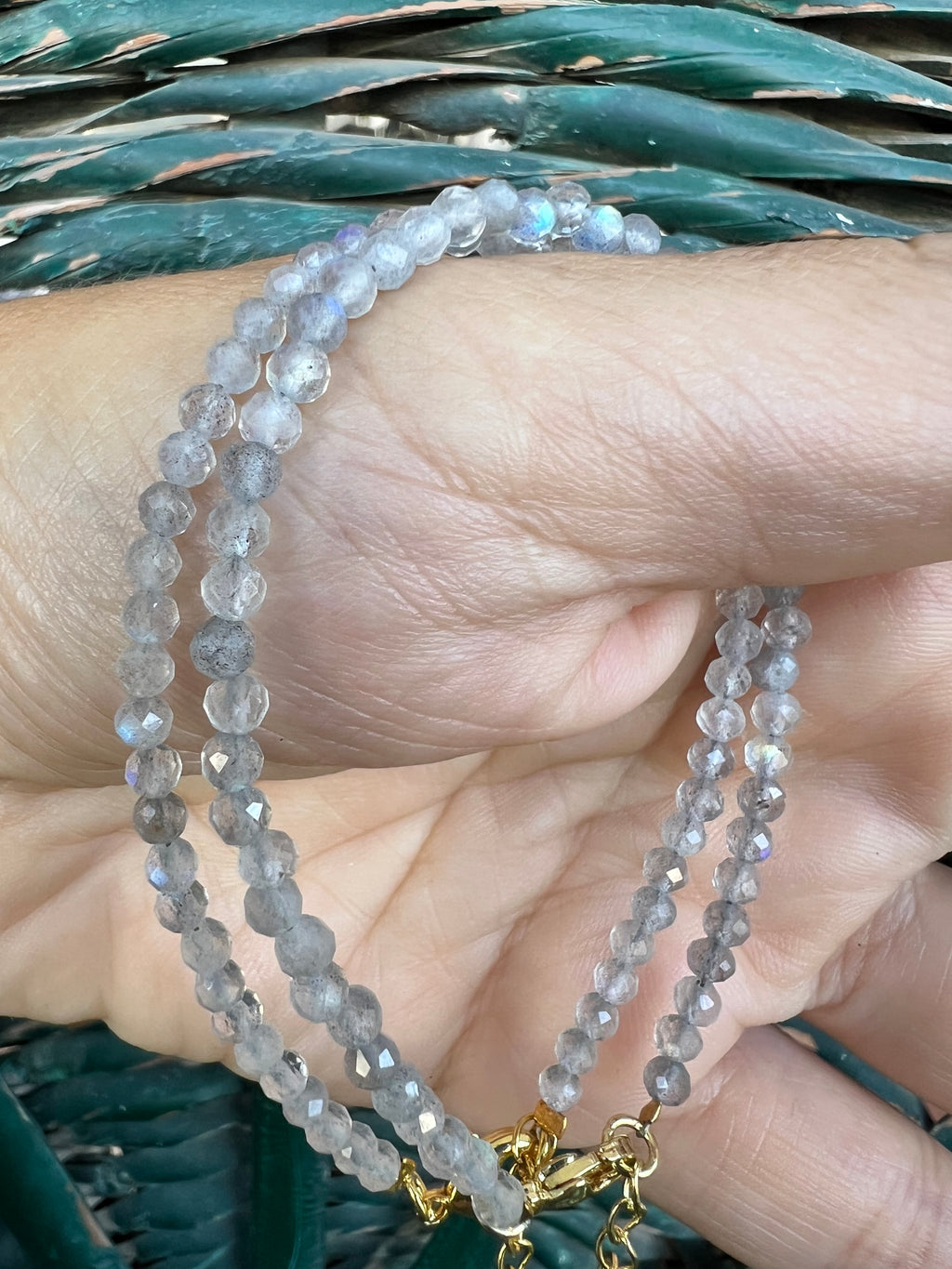 3mm Faceted Natural Gemstone Bracelet – Adjustable Gold-Toned Brass