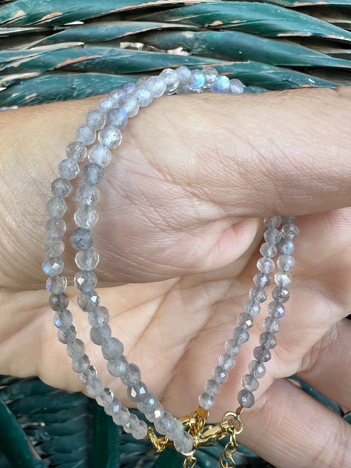 3mm Faceted Natural Gemstone Bracelet – Adjustable Gold-Toned Brass