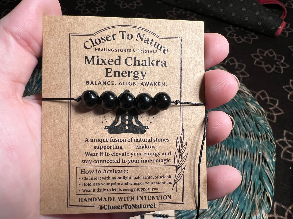 Natural Black Onyx Beaded Bracelet | Protection, Strength & Grounding Crystal Bracelet