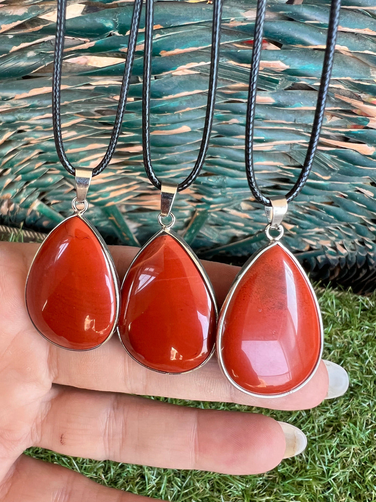 Red Jasper Silver Plated Teardrop Necklace – Strength, Courage & Grounding