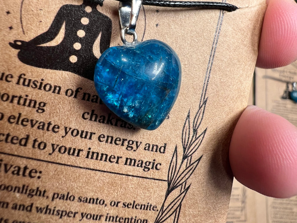 Natural Blue Apatite Heart Necklace