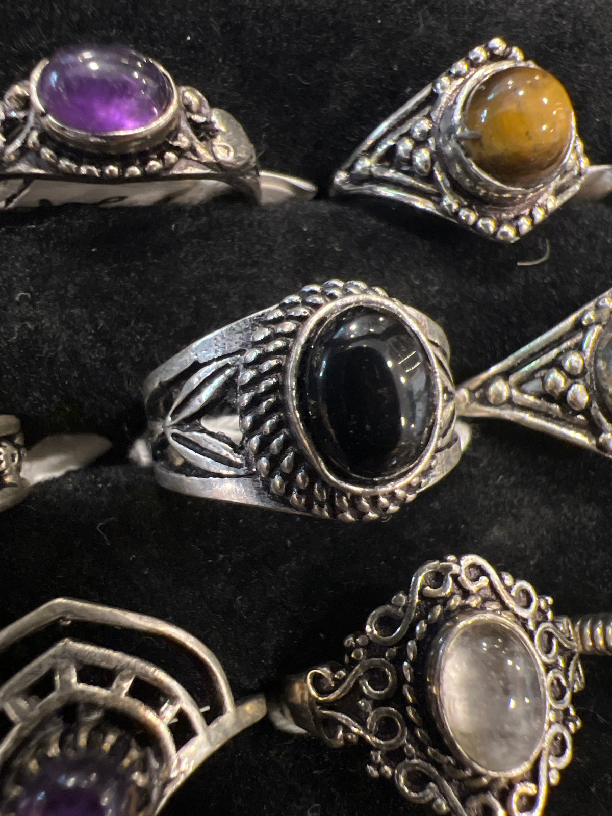 Natural Silver-Plated Crystal Rings Collection “Delicate A”