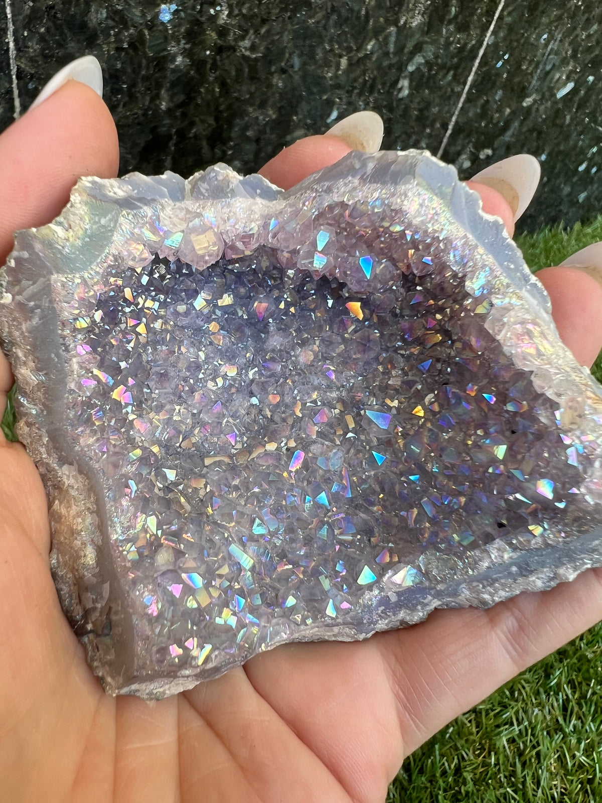 Natural Angel Aura Amethyst Geode – 223 g