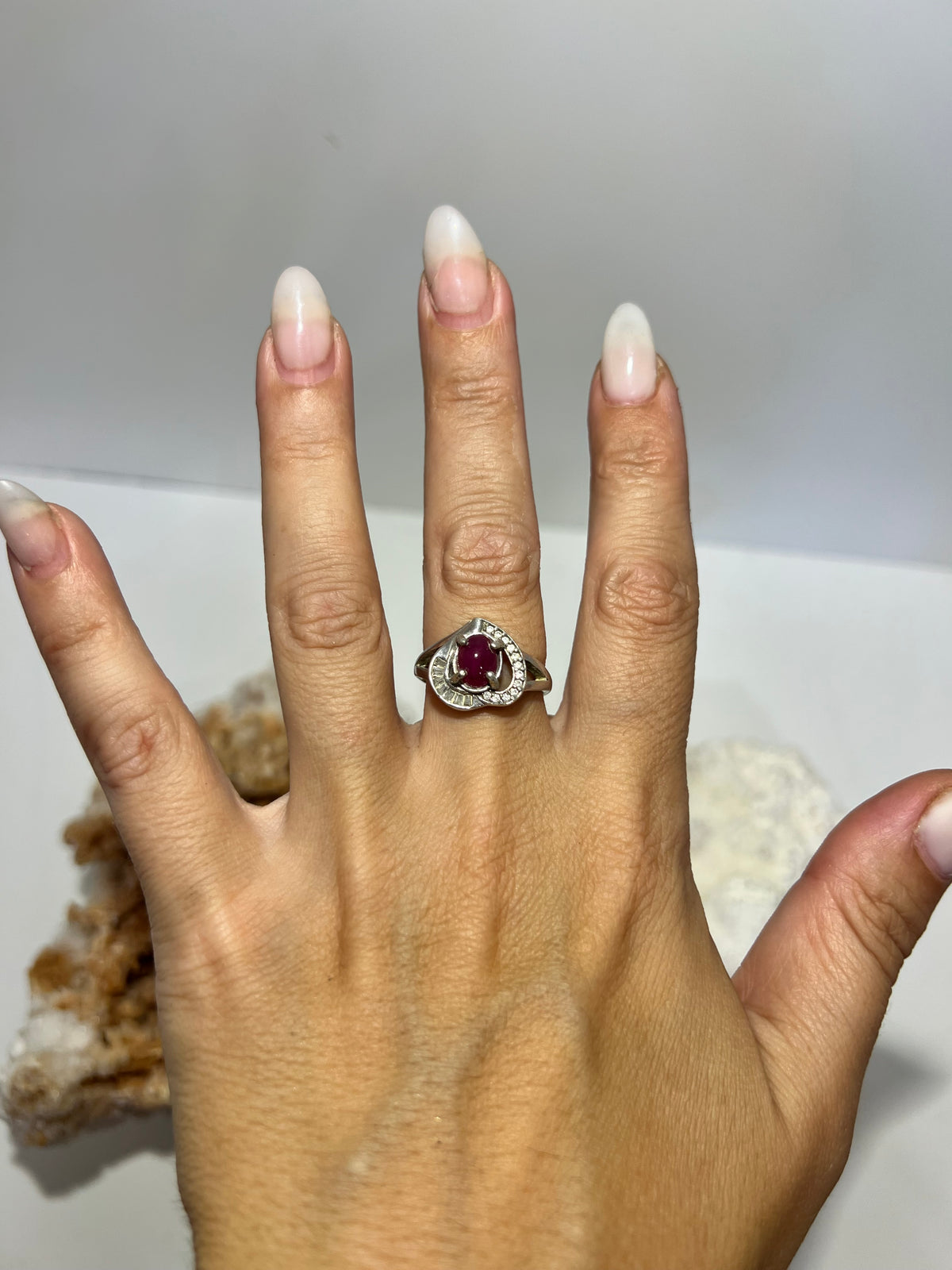 Natural Indian Ruby Ring in 925 Italian Sterling Silver | Genuine Ruby with Zircon Accents