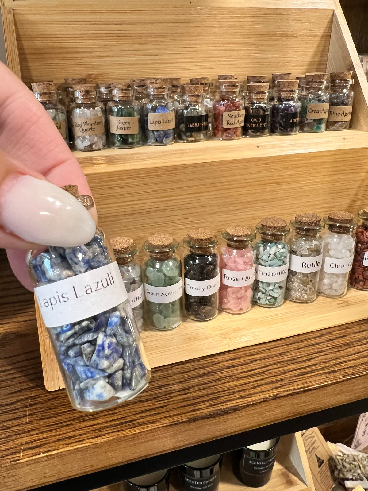Natural Crystal Chip Bottle | Genuine Gemstone Chips in Glass Bottle | Mini Crystal Collection