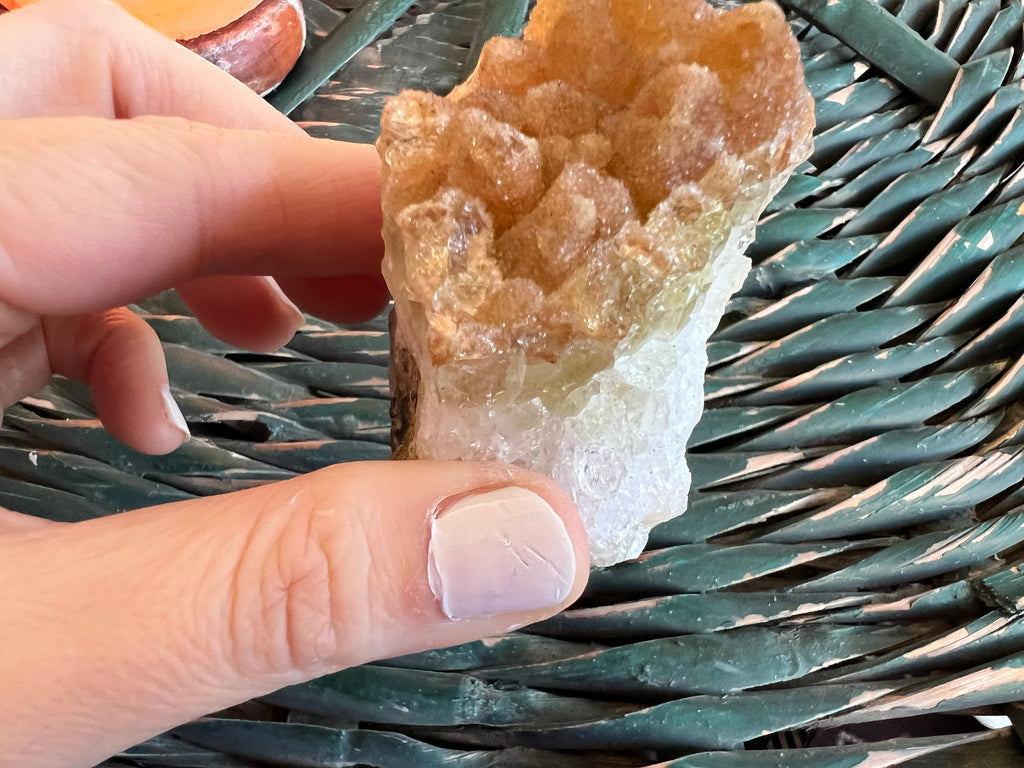 Natural Citrine with Honey Calcite Druzy Cluster