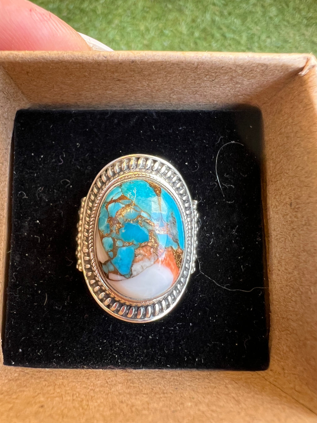 Nishapur Turquoise Protection Ring in 925 Italian Sterling Silver