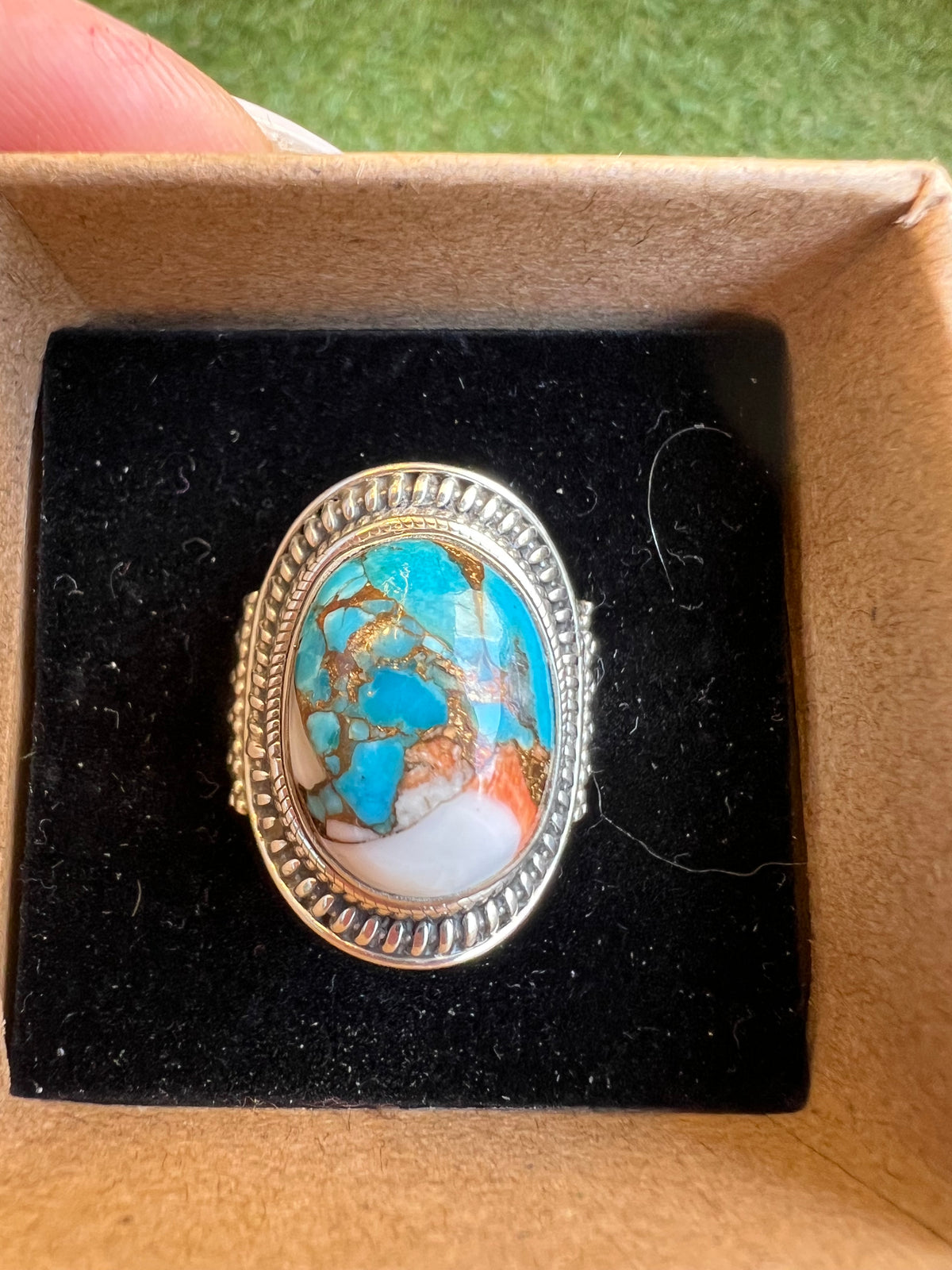 Nishapur Turquoise Protection Ring in 925 Italian Sterling Silver