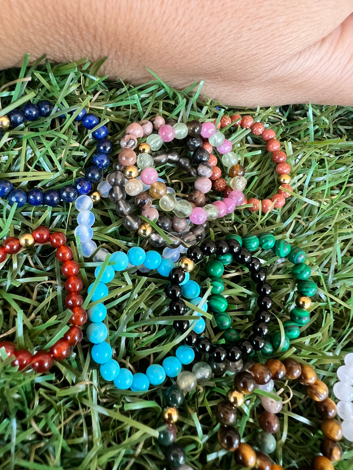 Natural Elastic Gemstone Beaded Ring – Intention & Energy | 3 mm