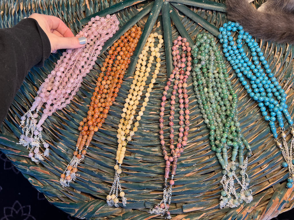 Natural Gemstone Rosary (Misbaha/Tasbih) – 8 mm Prayer Beads for Peace, Love & Mindfulness