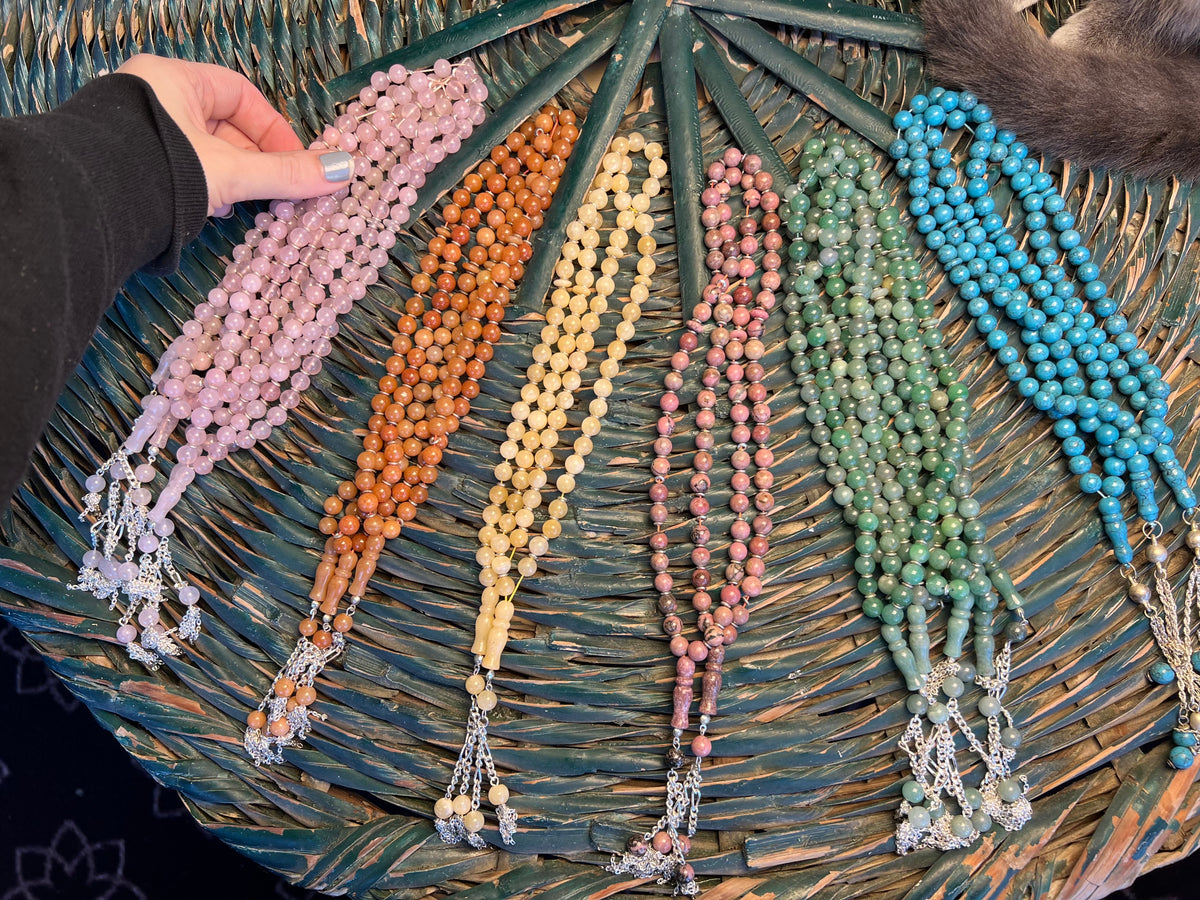 Natural Gemstone Rosary (Misbaha/Tasbih) – 8 mm Prayer Beads for Peace, Love & Mindfulness
