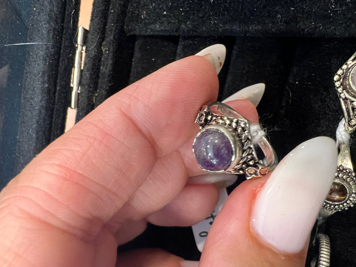 Natural Silver-Plated Crystal Rings Collection “Delicate A”