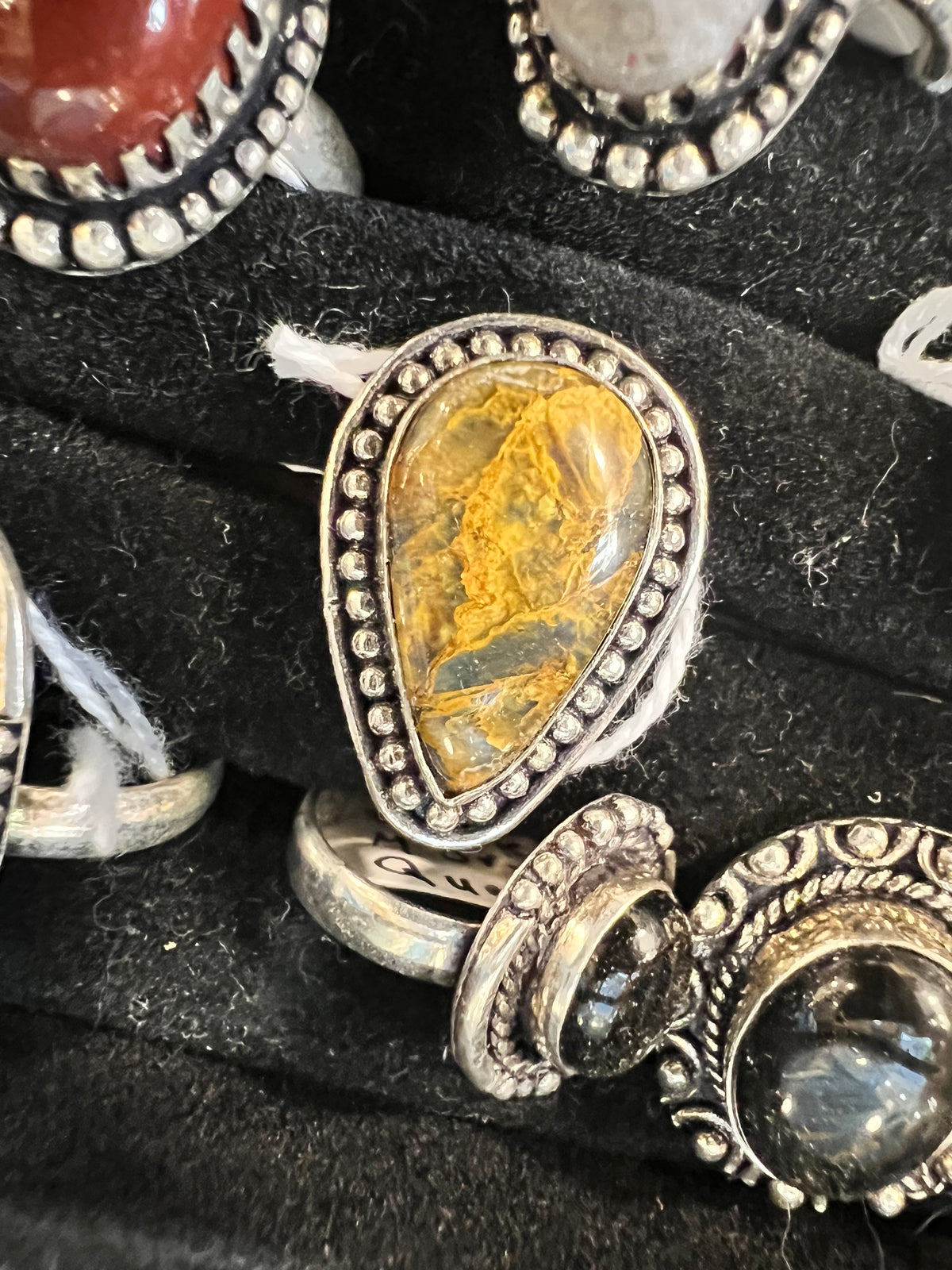 Natural Silver-Plated Statement Crystal Rings Collection “Chunky A”