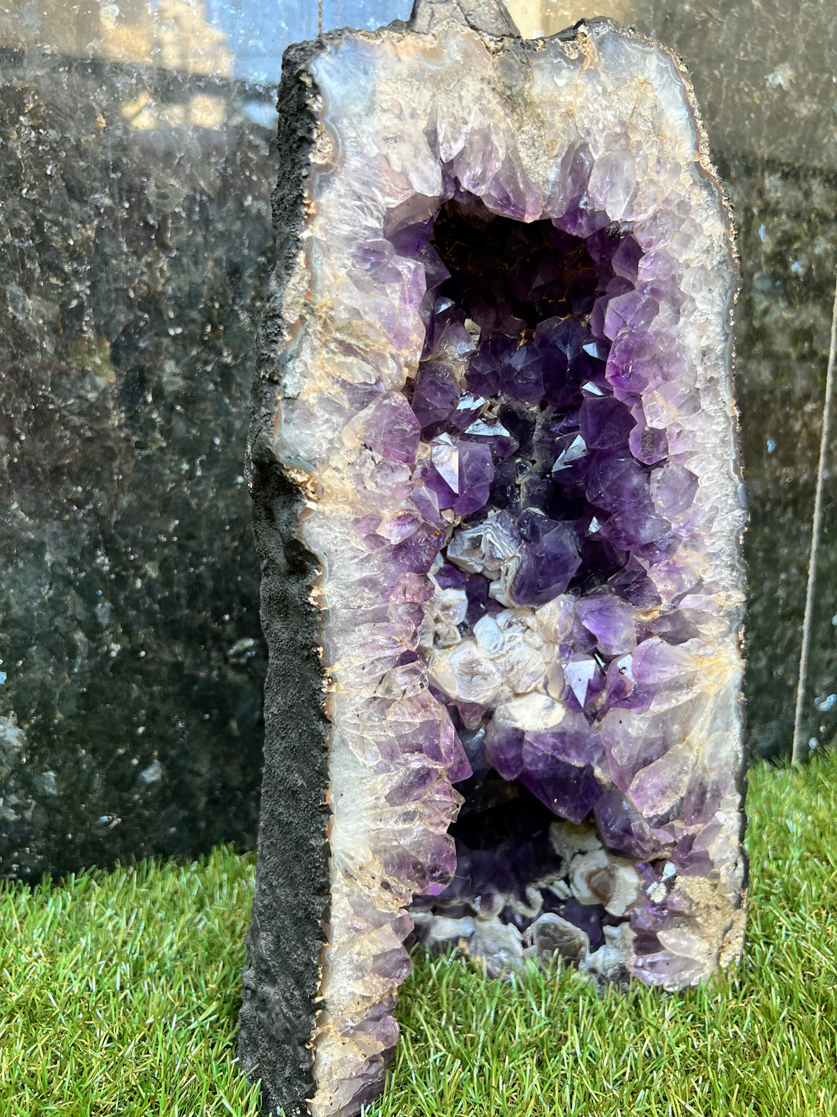 Natural Amethyst Cathedral Geode with Calcite – 7.55 kg