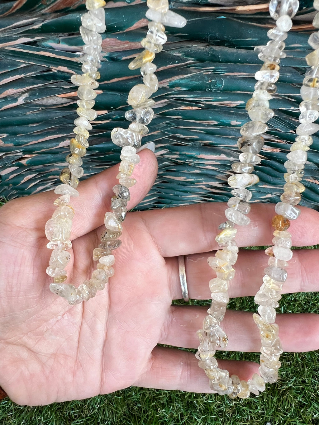 Natural Golden Rutilated Quartz Chip Necklace | Genuine Irregular Gemstone Chips | Manifestation, Clarity & Abundance
