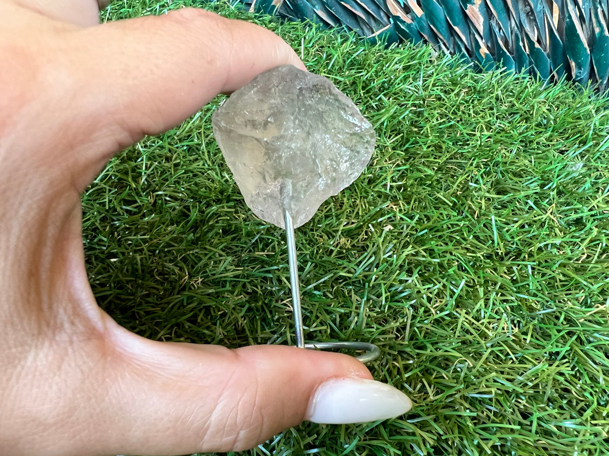 Natural Raw Smoky Quartz on Metal Stand | Crystal Display | Approx. 8 cm | Protection, Grounding & Cleansing