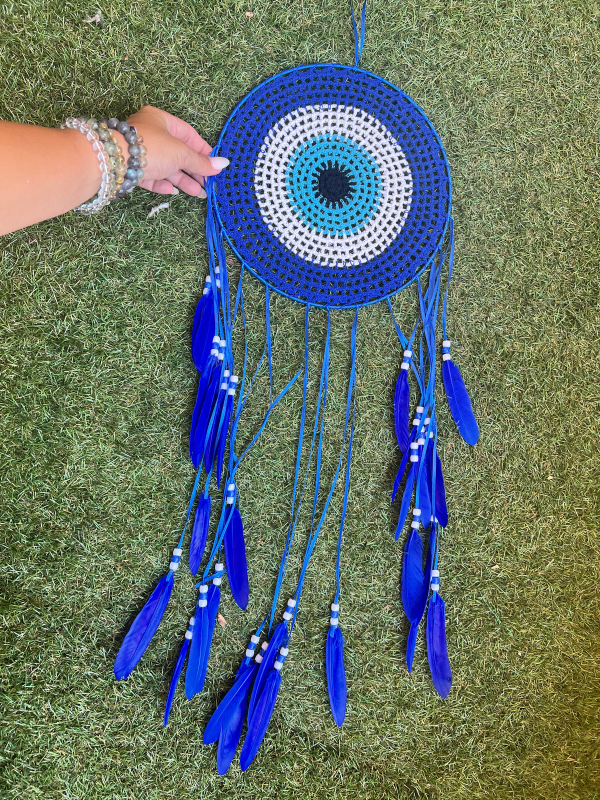 Large Evil Eye Dream Catcher – Protection, Peace & Positive Energy | Blue