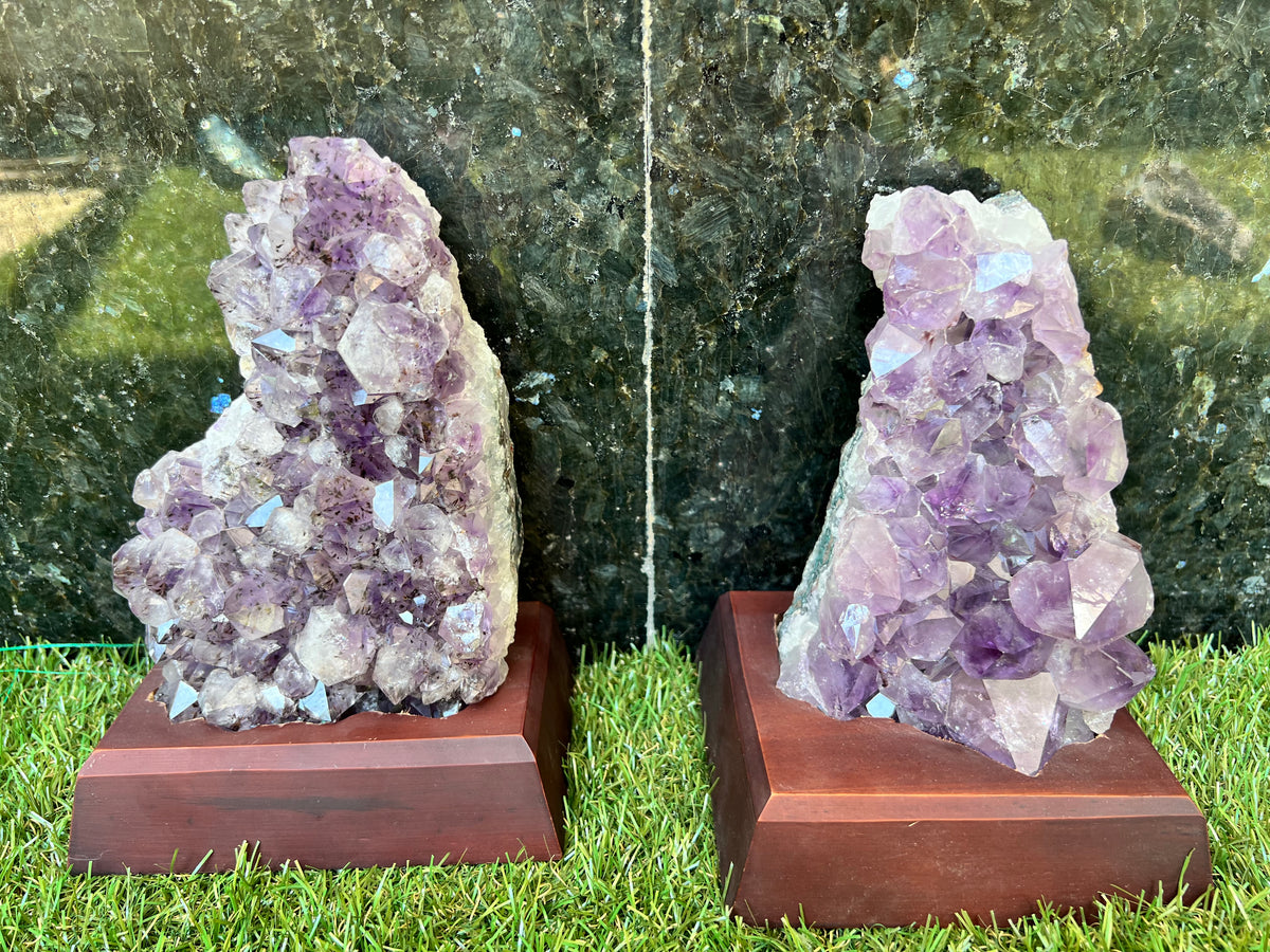 Natural Amethyst Cut Base Clusters with Optional Wooden Base 1.5+ Kg