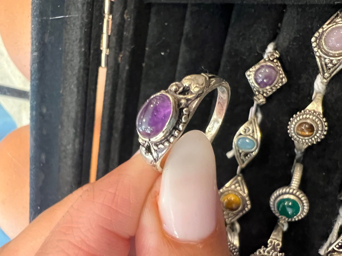 Natural Silver-Plated Crystal Rings Collection “Delicate A”