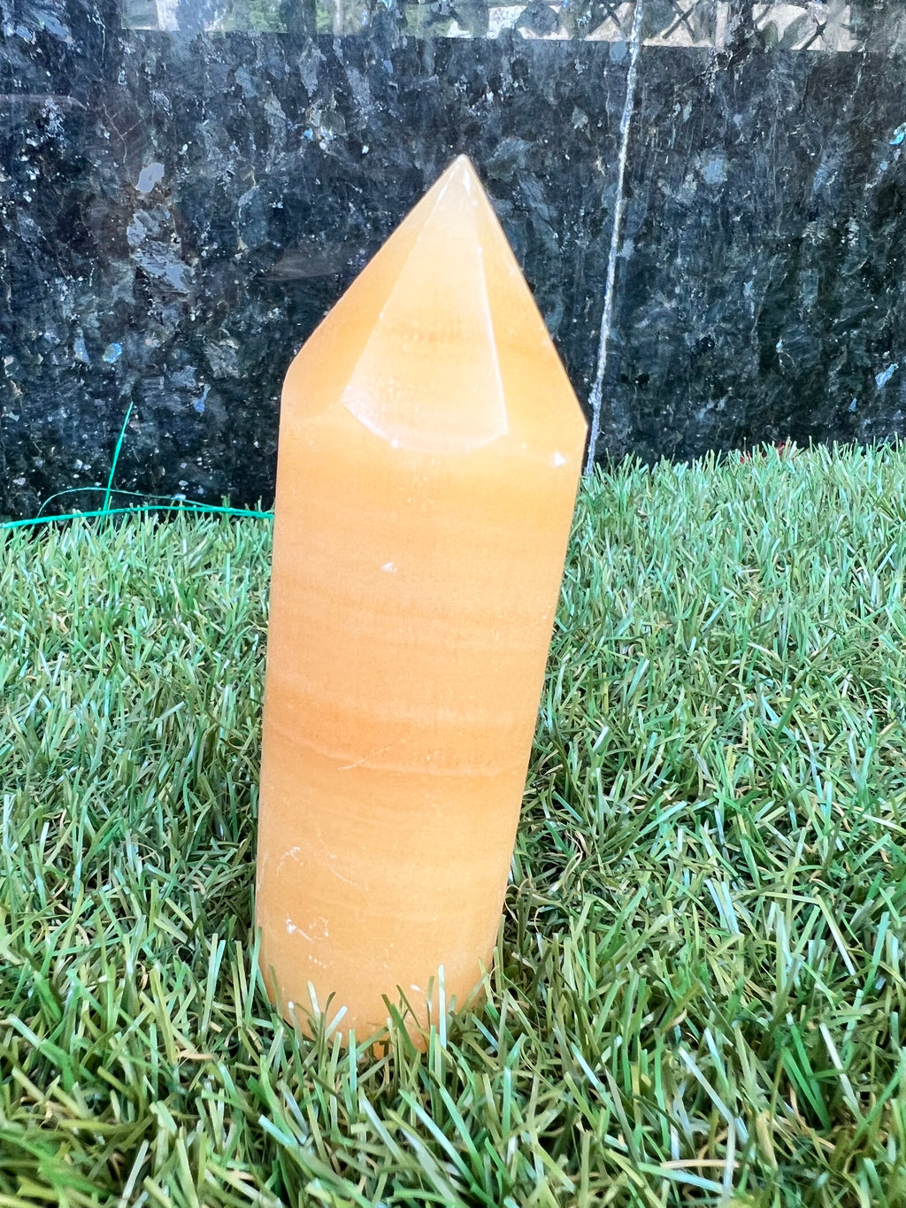 Natural Orange Calcite Cylindrical Tower | Polished Crystal Point