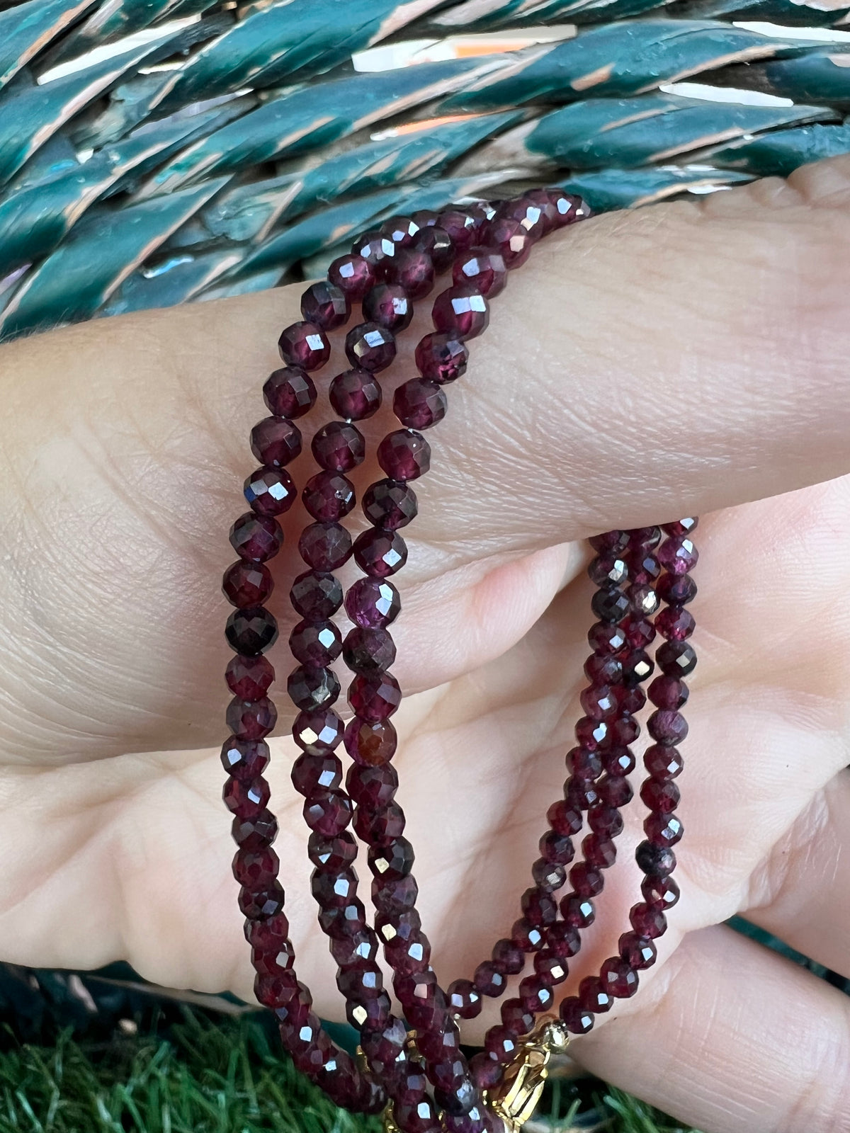 3mm Faceted Natural Gemstone Bracelet – Adjustable Gold-Toned Brass