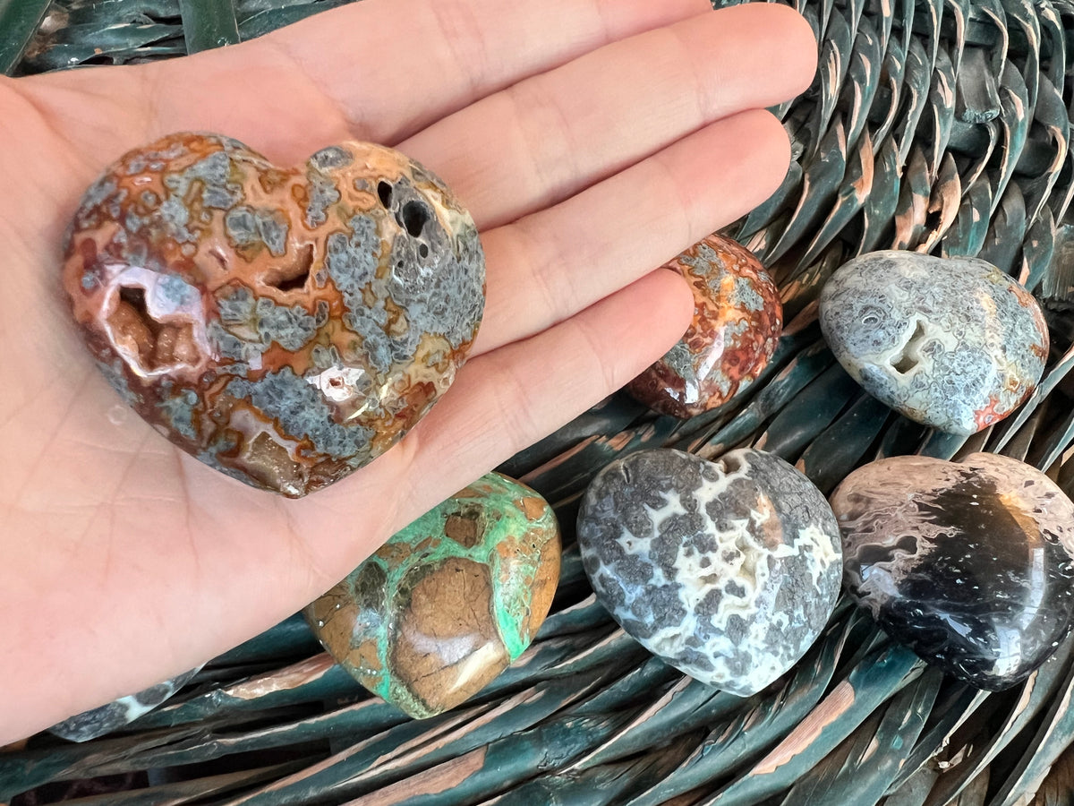 Natural Agate, Jasper & Opal Heart Collection