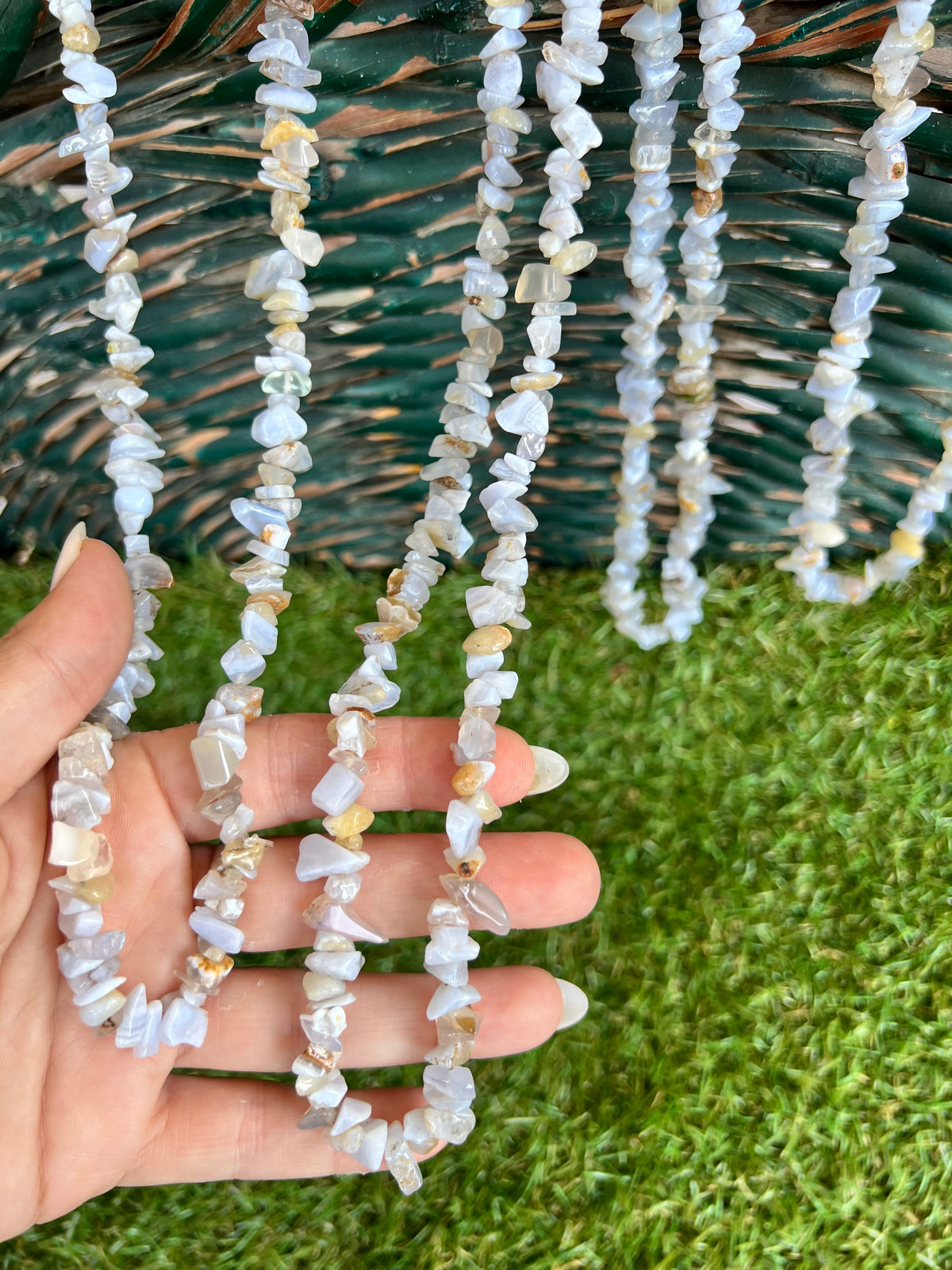 Natural Blue Lace Agate Chip Necklace | Genuine Irregular Gemstone Chips | Peace, Communication & Emotional Harmony