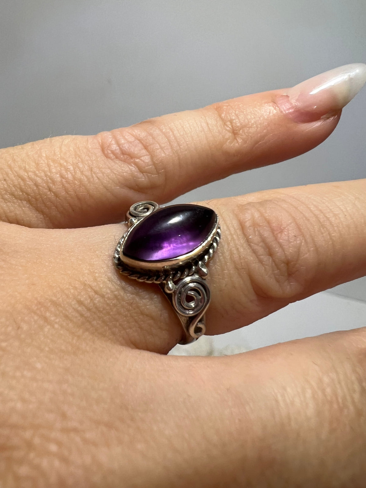 Genuine Natural Amethyst Ring in 925 Italian Sterling Silver