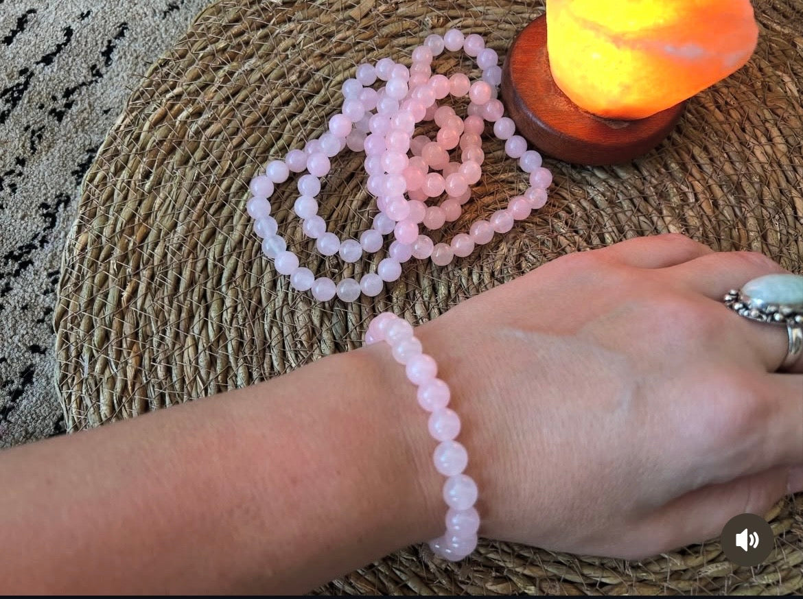 Natural Rose Quartz 8mm Beaded Bracelet | Love, Self-Love & Emotional Healing Crystal Bracelet