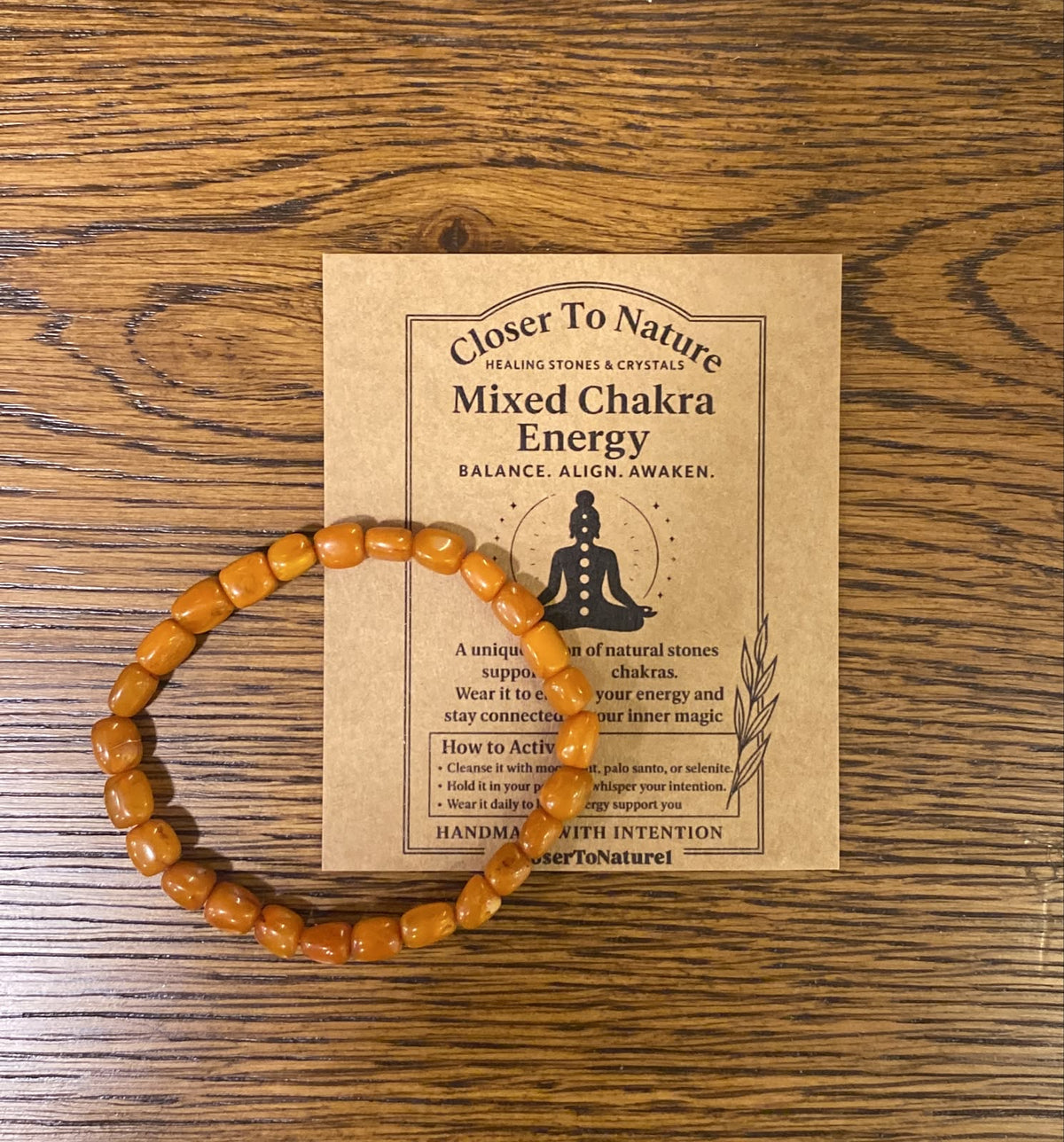 Natural Amber Barrel Bead Bracelet – Warmth, Vitality & Positive Energy