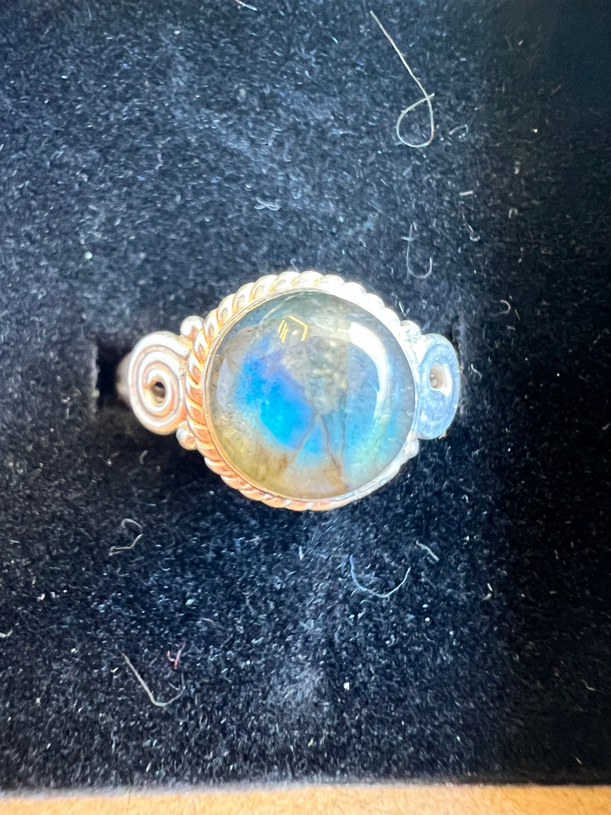 Genuine Labradorite Ring in 925 Italian Sterling Silver