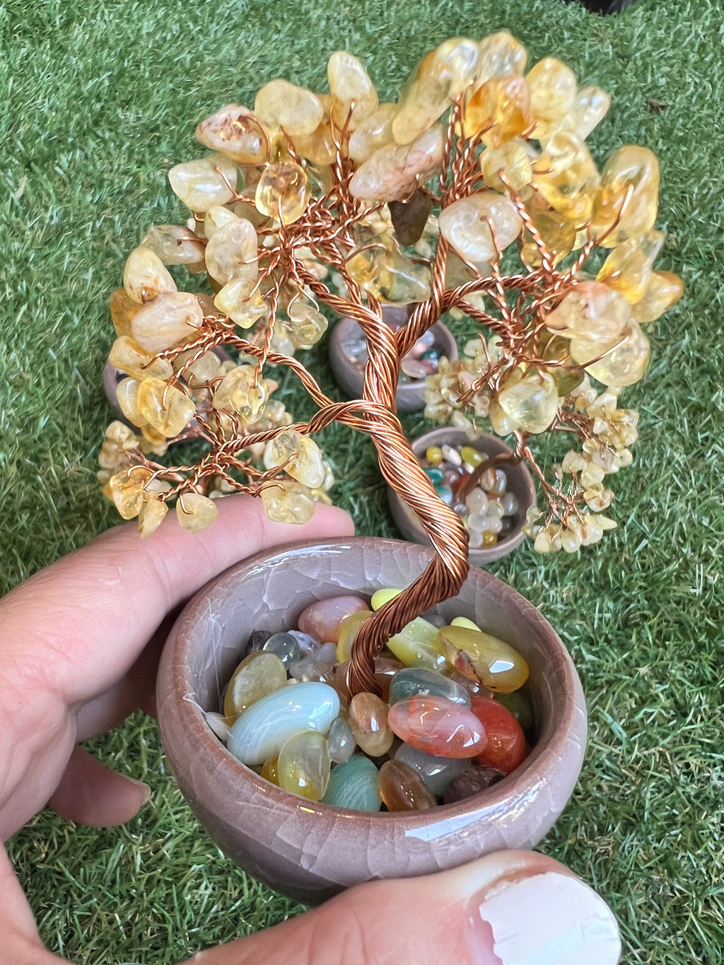 Abundance & Success Citrine Bonsai Crystal Tree in Ceramic Vase