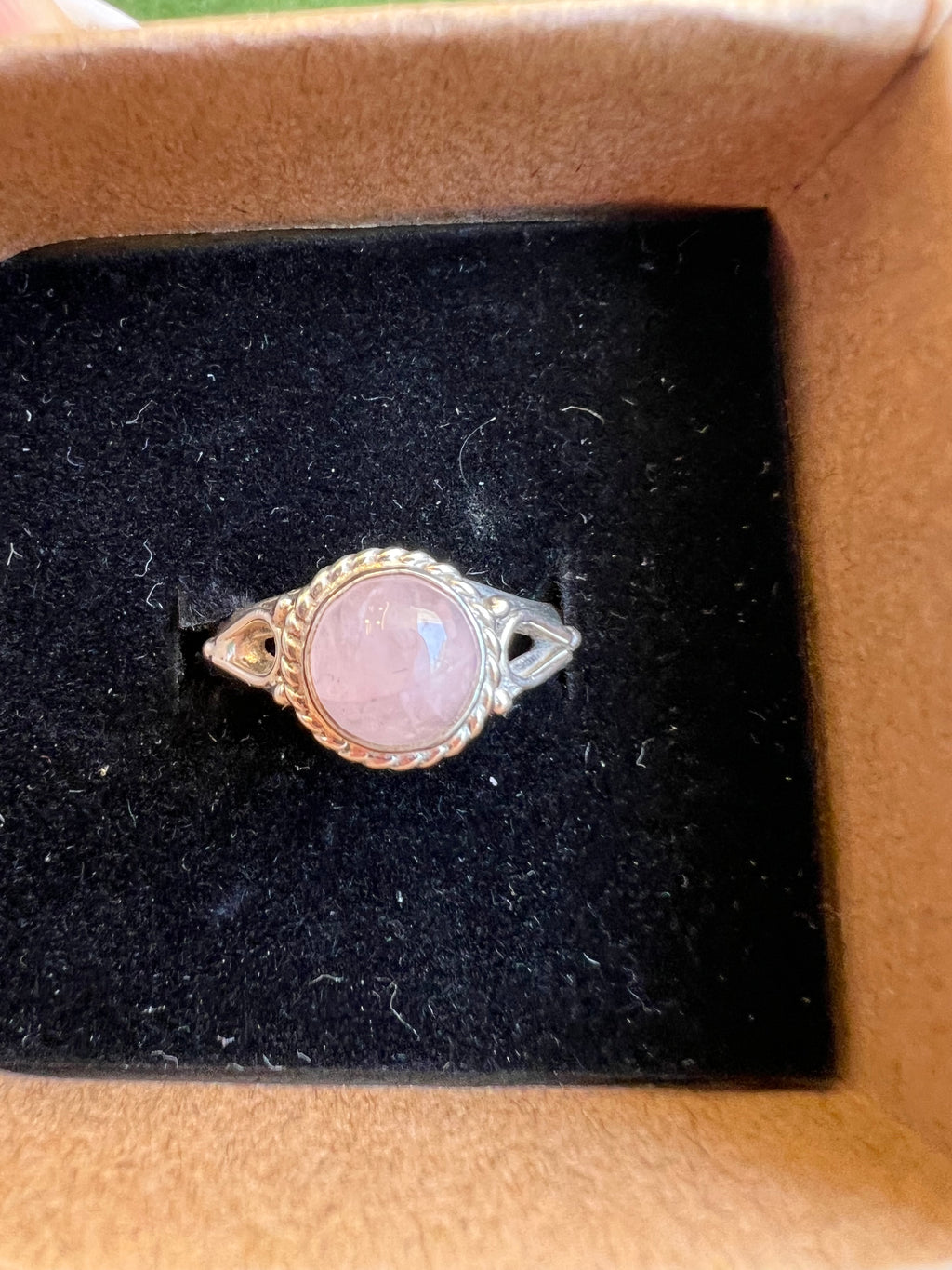 Genuine Natural Rose Quartz Ring in 925 Italian Sterling Silver