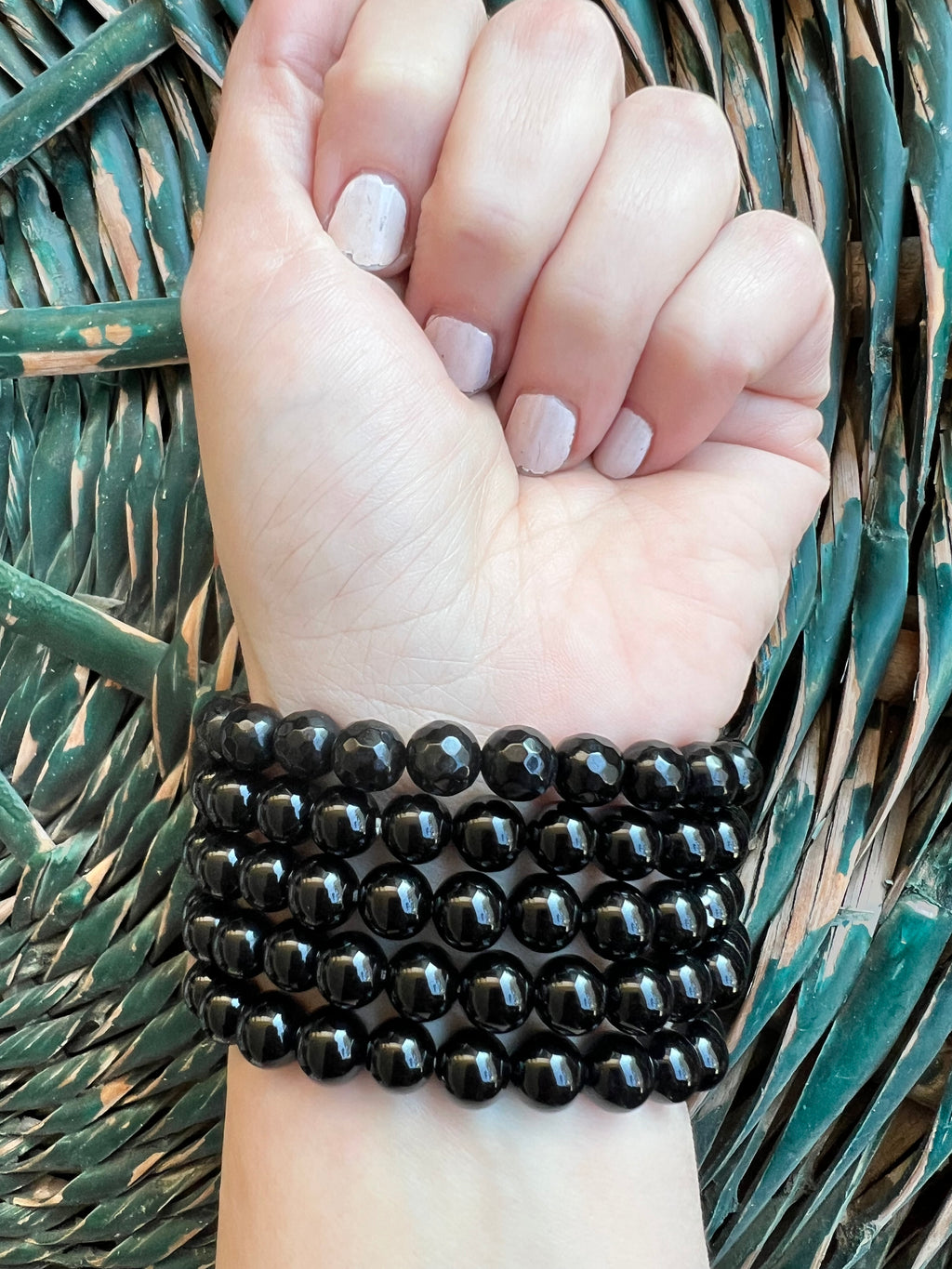 Natural Black Onyx 8mm Beaded Bracelet | Protection, Strength & Confidence Crystal Bracelet