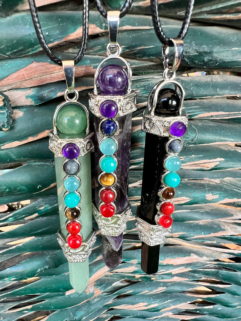 Natural 7 Chakra Gemstone Pendant Necklace – 8 cm